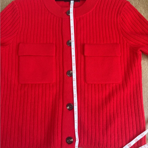 Ann Taylor Ribbed Sweater Jacket Iconic Red Size Medium Fall 2025 Collection - Picture 5 of 10